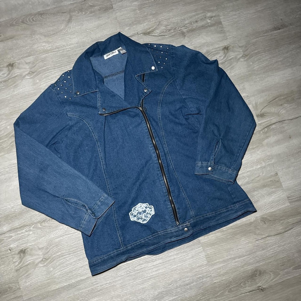 Harley Davidson style vintage denim jacket with embroidery and patch's
